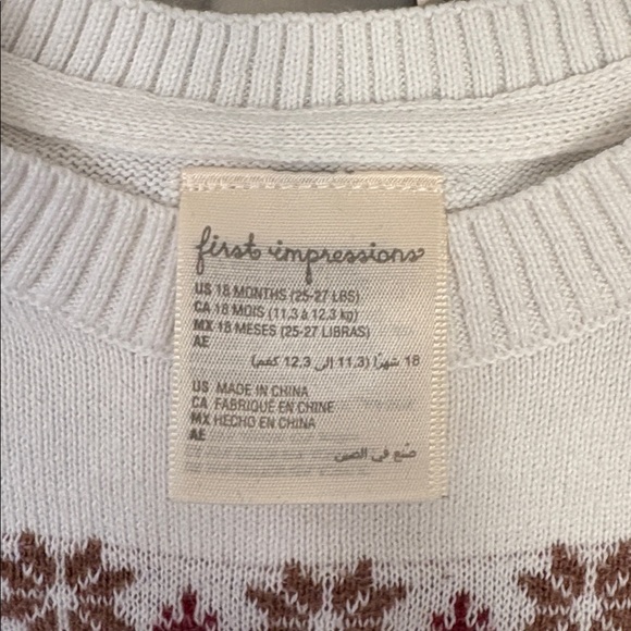 First Impressions White and Red Christmas Bear Sweater - Picture 2 of 7